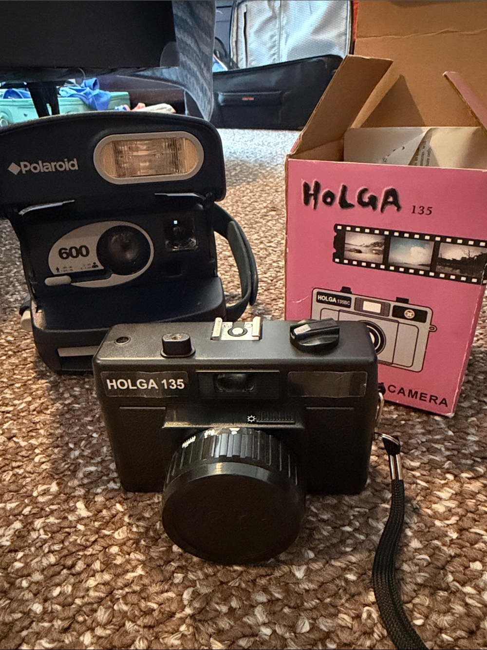 Vintage Polaroid 600 + Holga 135 Film Camera Bundle | Retro Film Cameras